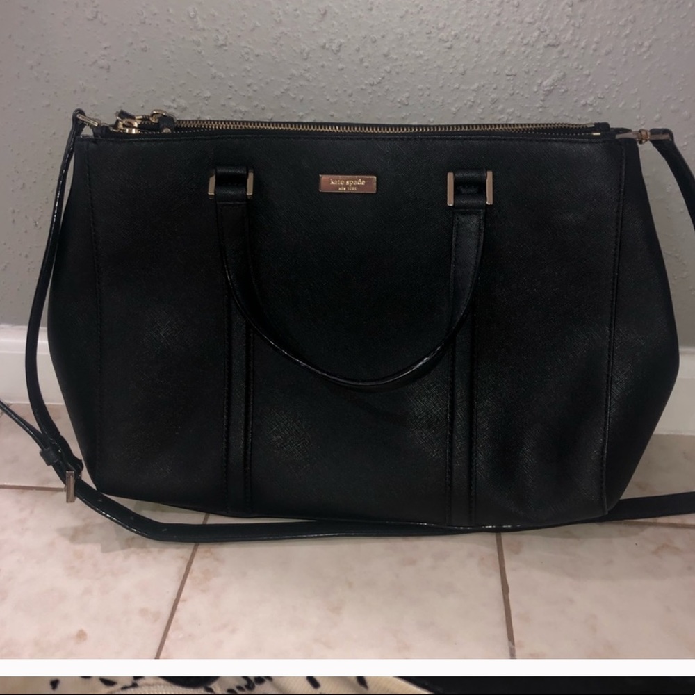Black Kate Spade Saffiano Leather Tote Satchel Bag